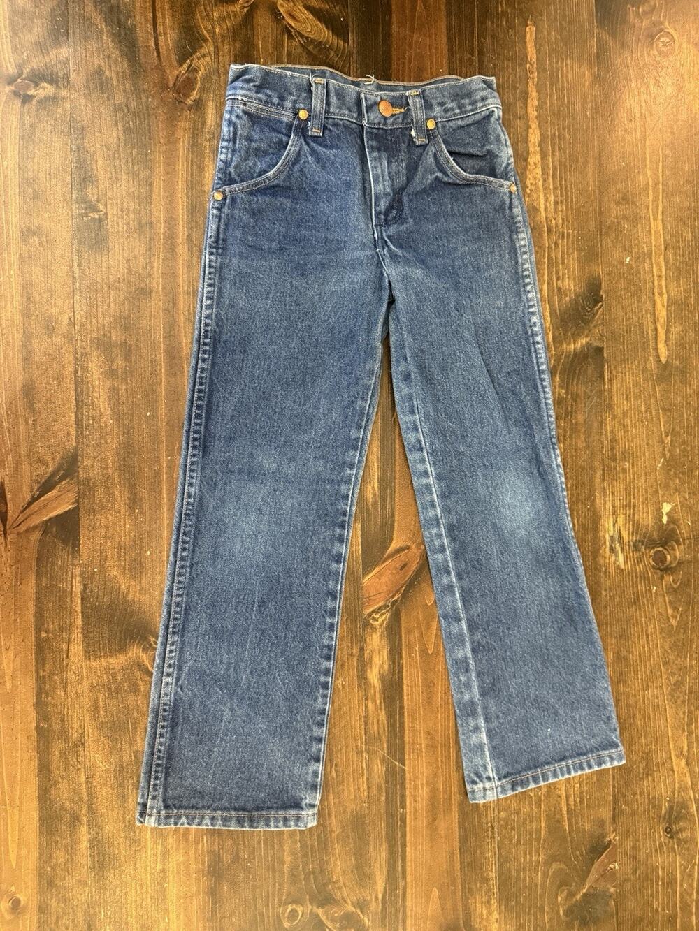 Vintage Wrangler youth Kids blue jeans 100% cotton Size youth 8 Regular